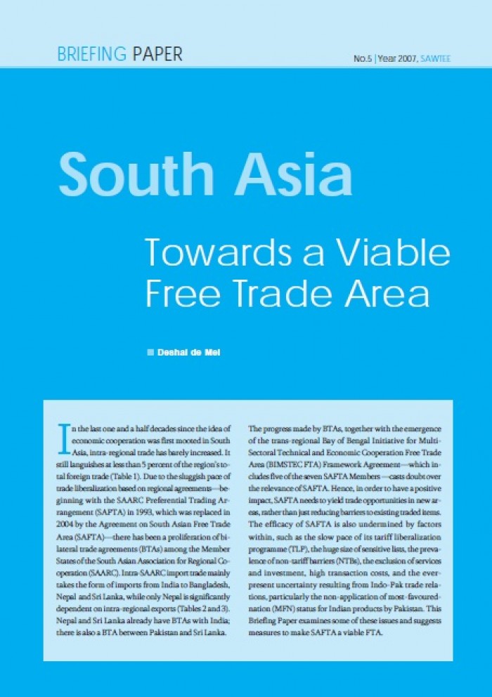 South Asia: Towards a Viable Free Trade Area 